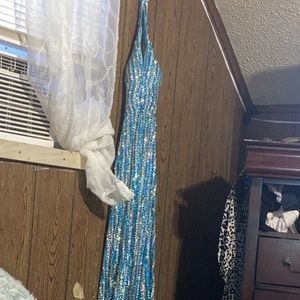 Terani size 2 aqua sequins formal gown